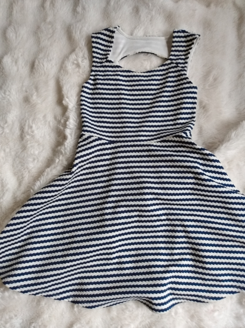 Navy and White Striped Fit-and-Flare Dress